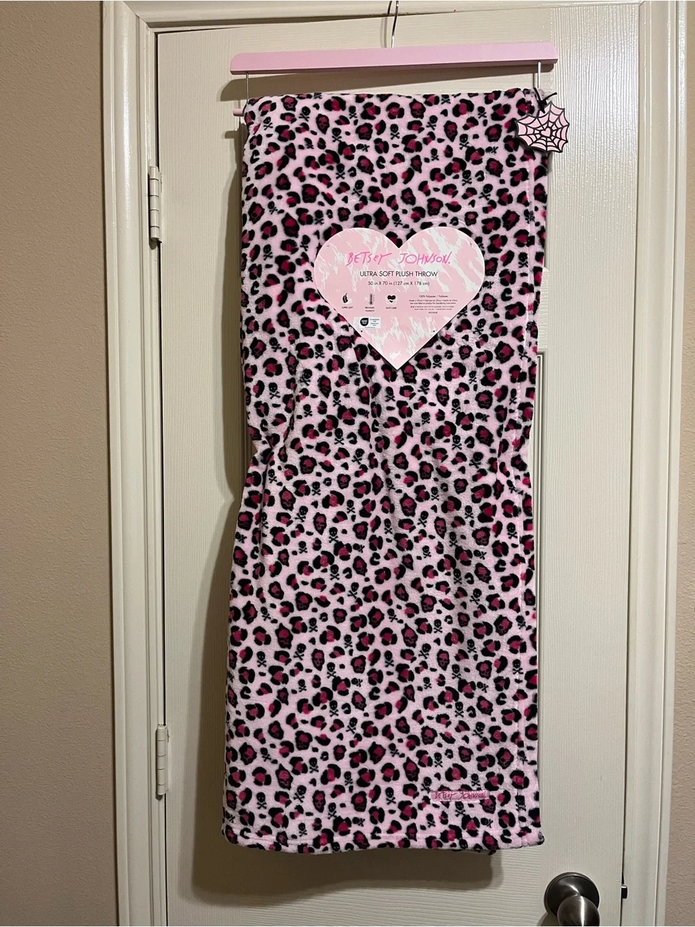 Betsey Johnson Pink Leopard Throw Blanket